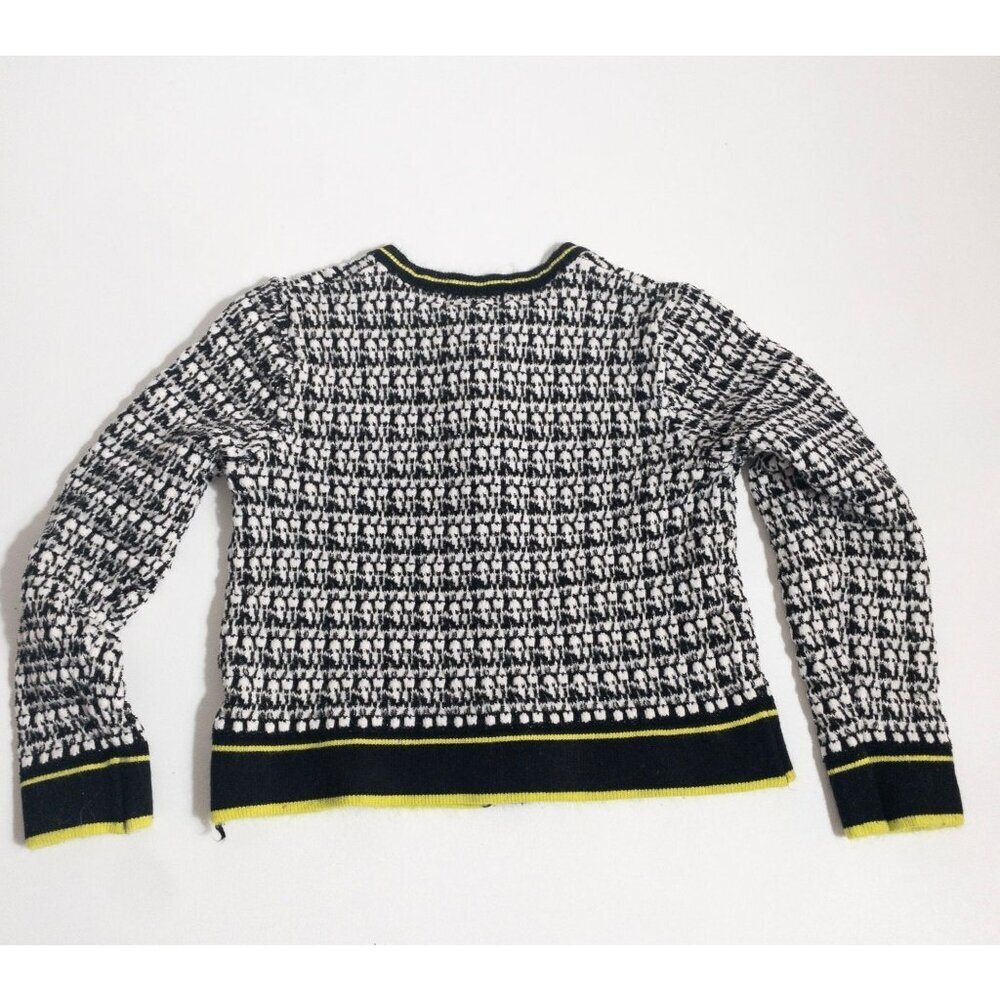 Rockets Of Awesome Girls Tweed Pattern Cardigan Sweater Black/White/Yellow Size - Picture 2 of 5